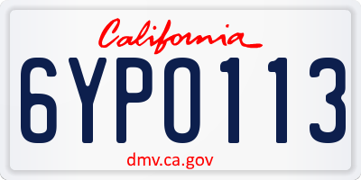 CA license plate 6YPO113
