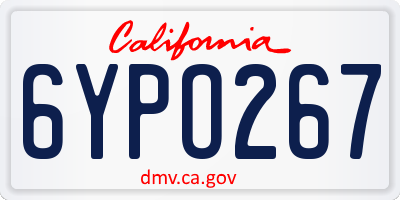 CA license plate 6YPO267