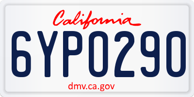 CA license plate 6YPO290