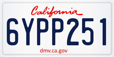 CA license plate 6YPP251