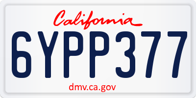 CA license plate 6YPP377