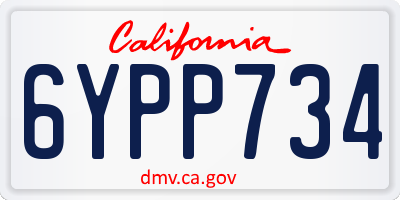 CA license plate 6YPP734