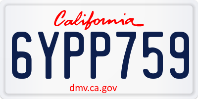 CA license plate 6YPP759