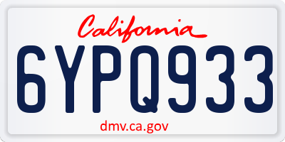 CA license plate 6YPQ933