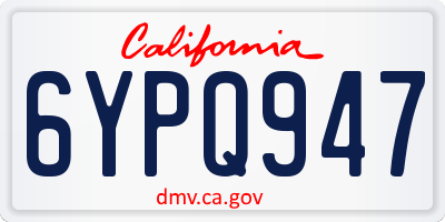CA license plate 6YPQ947