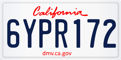 CA license plate 6YPR172