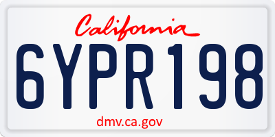 CA license plate 6YPR198