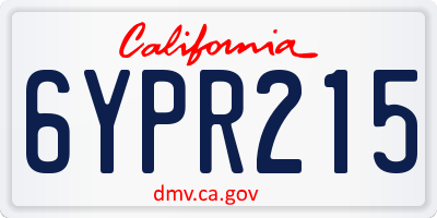 CA license plate 6YPR215