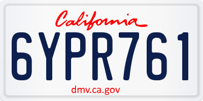 CA license plate 6YPR761