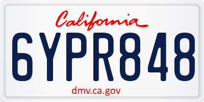 CA license plate 6YPR848
