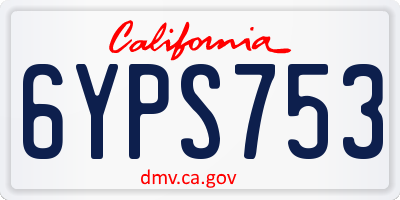 CA license plate 6YPS753