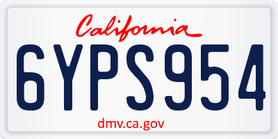 CA license plate 6YPS954