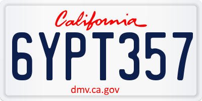 CA license plate 6YPT357