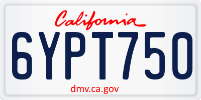 CA license plate 6YPT750