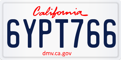 CA license plate 6YPT766