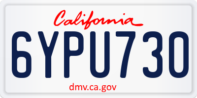 CA license plate 6YPU730