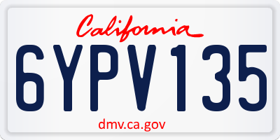 CA license plate 6YPV135