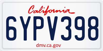 CA license plate 6YPV398