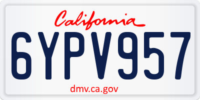 CA license plate 6YPV957