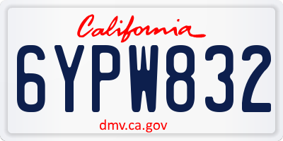 CA license plate 6YPW832
