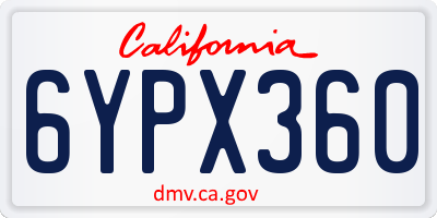 CA license plate 6YPX360