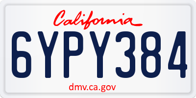 CA license plate 6YPY384