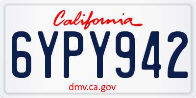 CA license plate 6YPY942