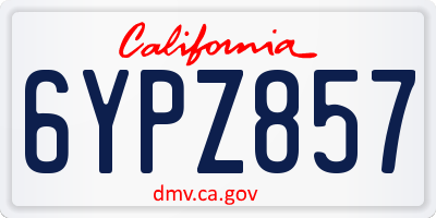 CA license plate 6YPZ857