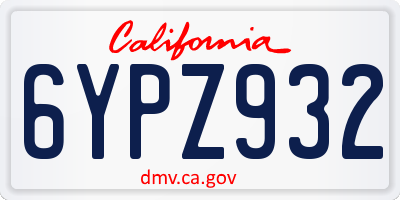 CA license plate 6YPZ932