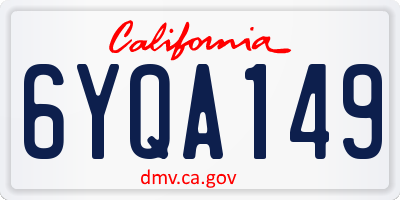 CA license plate 6YQA149
