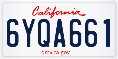 CA license plate 6YQA661