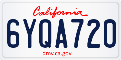 CA license plate 6YQA720