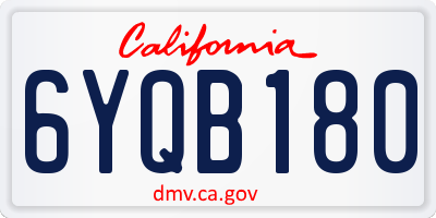 CA license plate 6YQB180