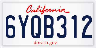 CA license plate 6YQB312