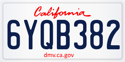 CA license plate 6YQB382