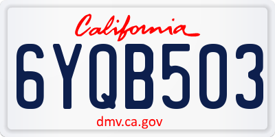 CA license plate 6YQB503
