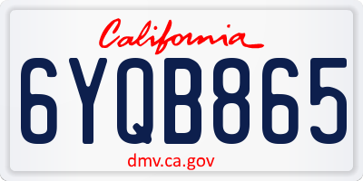 CA license plate 6YQB865