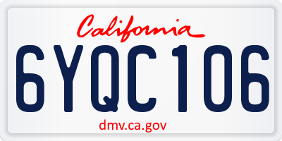 CA license plate 6YQC106