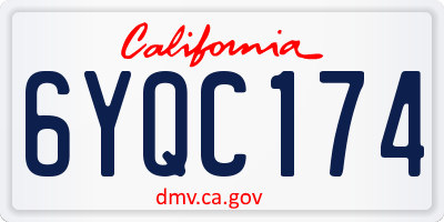 CA license plate 6YQC174