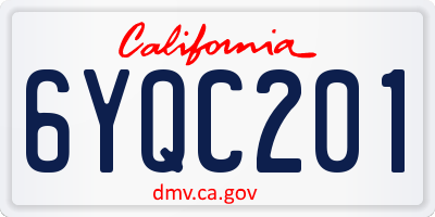 CA license plate 6YQC201