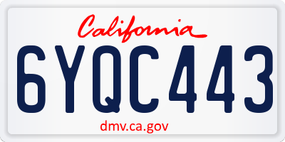 CA license plate 6YQC443