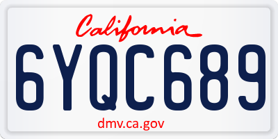 CA license plate 6YQC689