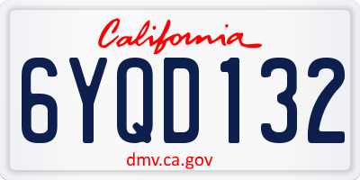 CA license plate 6YQD132