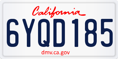 CA license plate 6YQD185