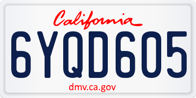 CA license plate 6YQD605
