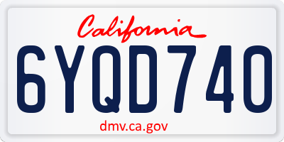 CA license plate 6YQD740