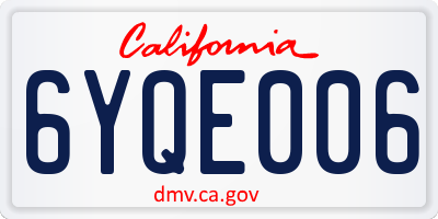 CA license plate 6YQE006