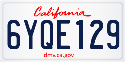CA license plate 6YQE129