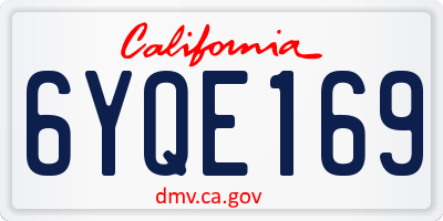 CA license plate 6YQE169
