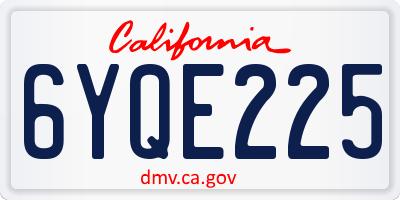CA license plate 6YQE225